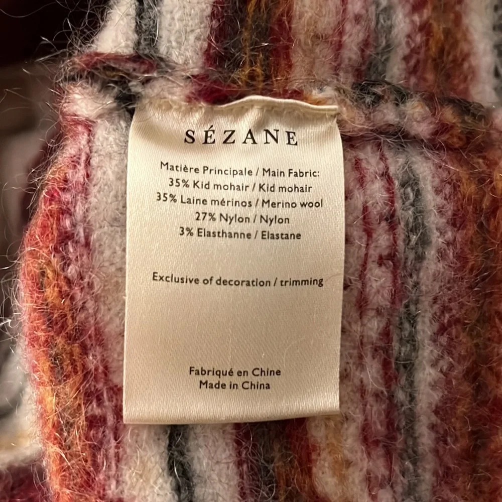 Sezane Vladimir Jumper - white & maroon - size S - Picture 4 of 4